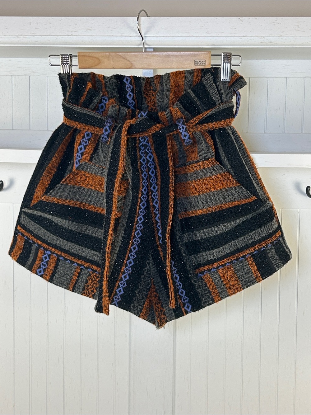 Chiara Luppi Textured Geometric Paperbag Shorts Made in Italy